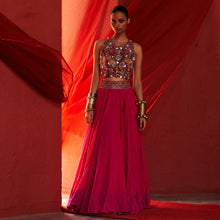 Load image into Gallery viewer, Pink Crop top &amp; Lehenga
