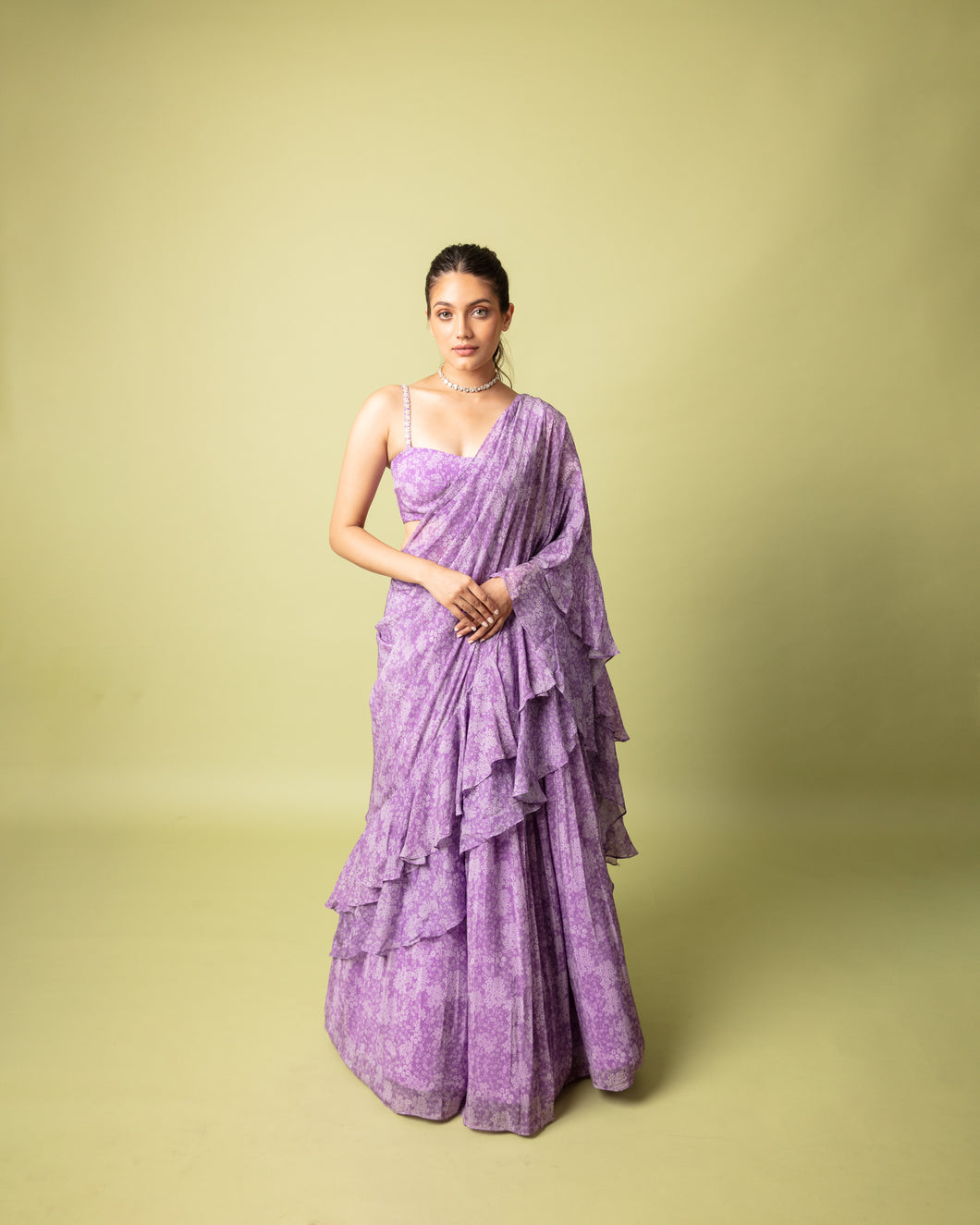 Purple Lehenga Sari Set