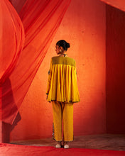 Load image into Gallery viewer, Mustard Peplum Top &amp; Slit Pants
