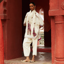 Load image into Gallery viewer, Ivory Short Kaftan Kurta, Salwar &amp; Scarf
