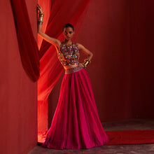 Load image into Gallery viewer, Pink Crop top &amp; Lehenga
