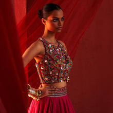 Load image into Gallery viewer, Pink Crop top &amp; Lehenga
