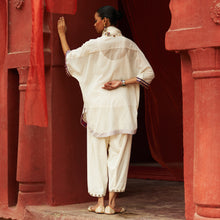 Load image into Gallery viewer, Ivory Short Kaftan Kurta, Salwar &amp; Scarf
