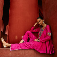 Load image into Gallery viewer, Pink Peplum Top &amp; Slit Pants
