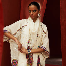 Load image into Gallery viewer, Ivory Short Kaftan Kurta, Salwar &amp; Scarf
