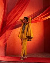 Load image into Gallery viewer, Mustard Peplum Top &amp; Slit Pants
