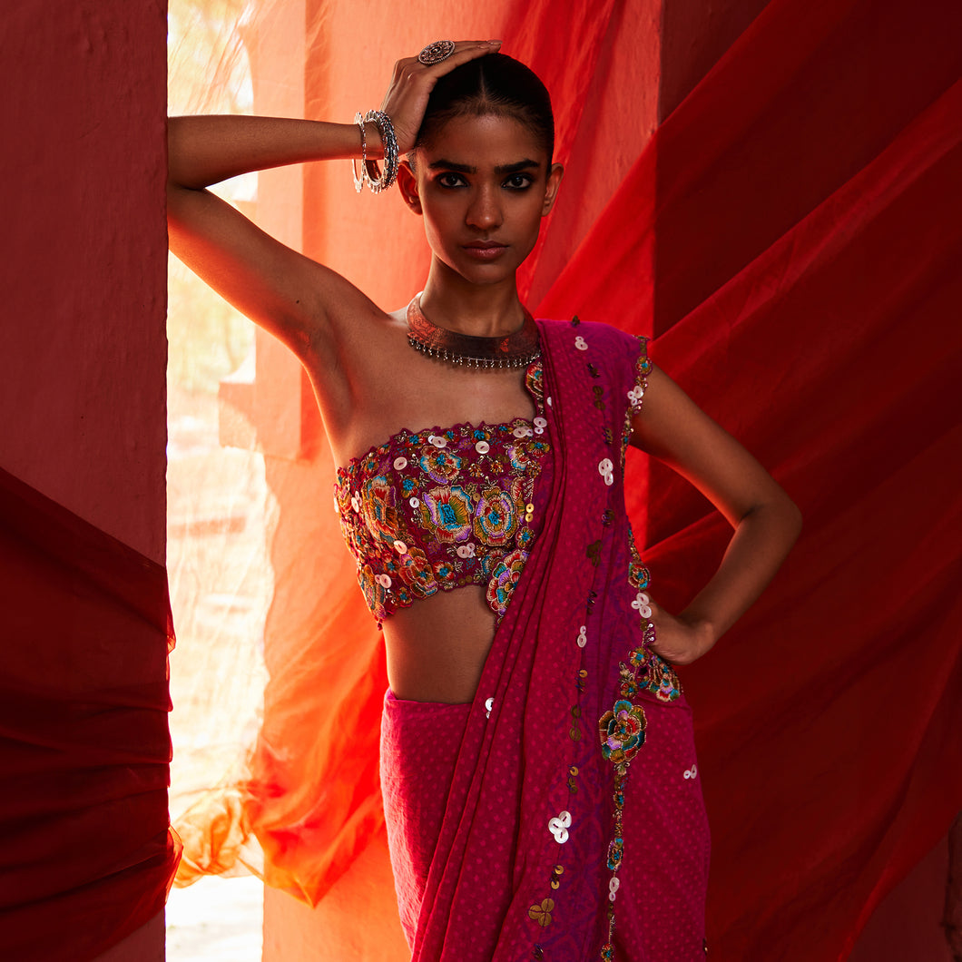 Pink Classic Saree & Blouse