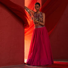 Load image into Gallery viewer, Pink Crop top &amp; Lehenga
