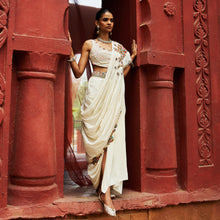 Load image into Gallery viewer, Ivory Pre Draped Saree Set
