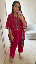 Load image into Gallery viewer, Pink Kaftan Kurta, Salwar &amp; Scarf
