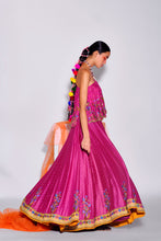 Load image into Gallery viewer, Pink One shoulder Top+ Lehenga
